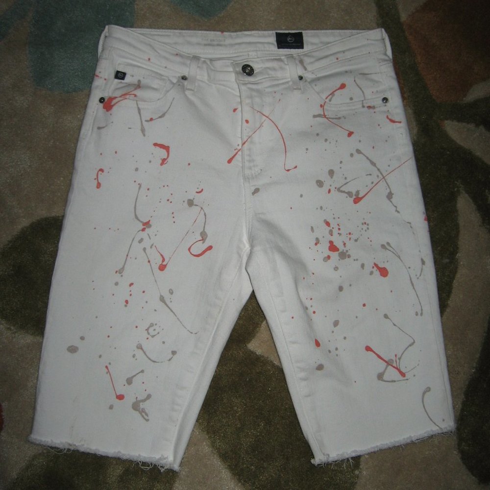 AG Womens Cut Off Jean Shorts w/Paint Splatter 27